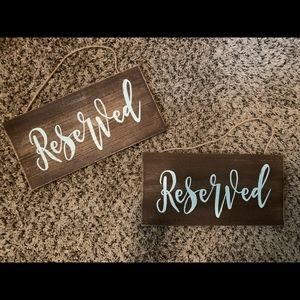 Reserved signs for wedding
